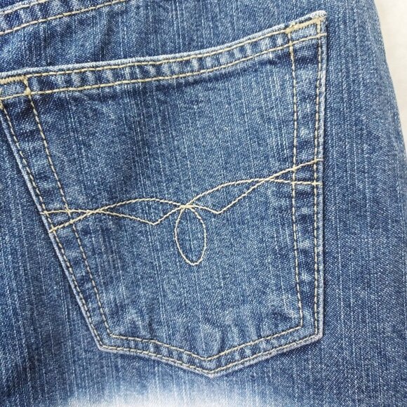 PARIS BLUES Jean Skirt Junior 7 Women's 8 Denim Red White & Blue Ombre Raw Hem - Picture 9 of 13